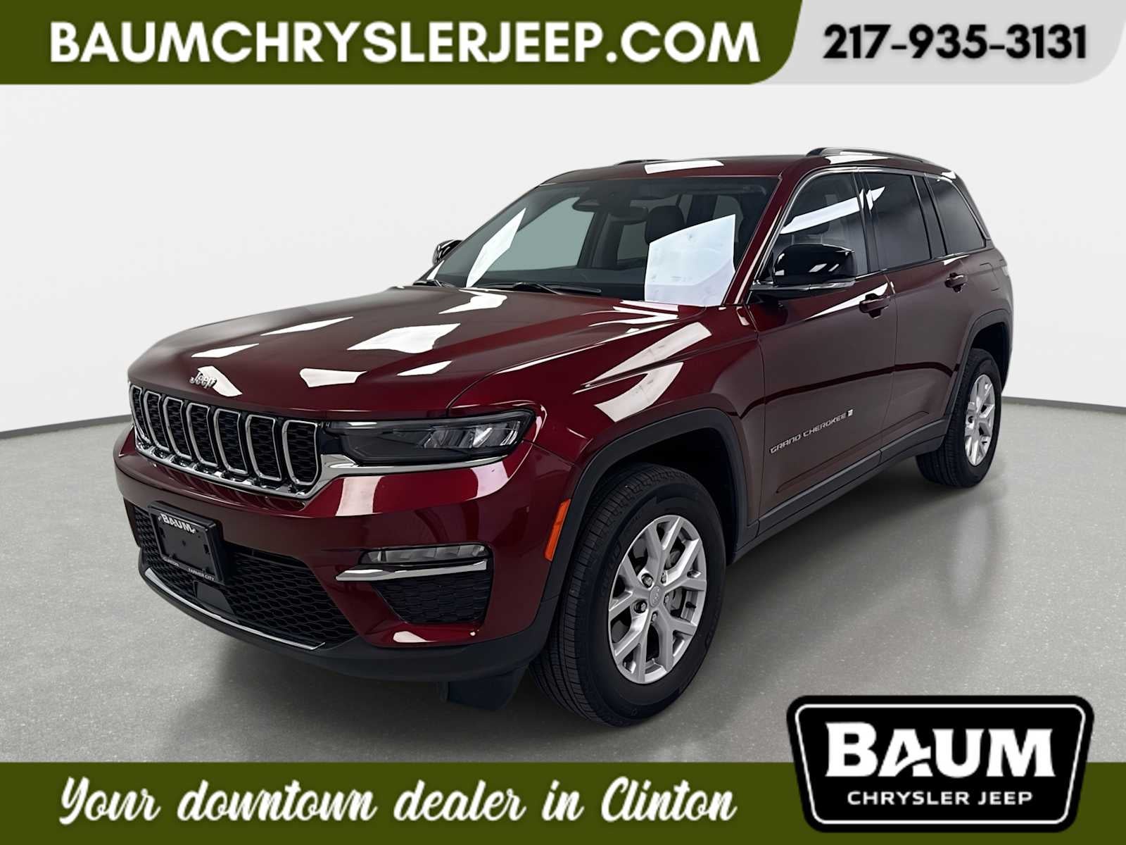 2022 Jeep Grand Cherokee Limited 4x4 in Velvet Red Pearlcoat — front three-quarter view