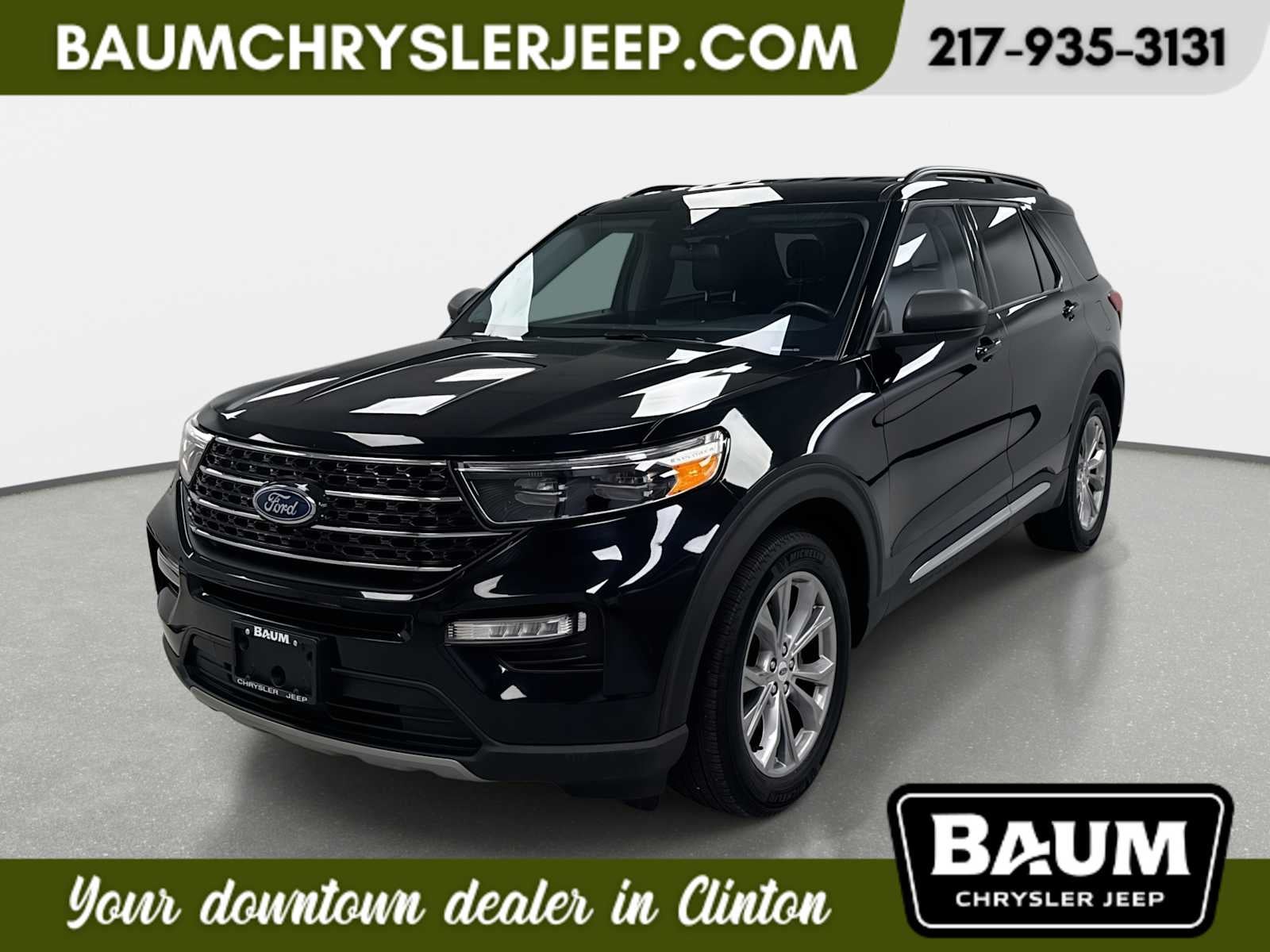 2022 Ford Explorer XLT in Agate Black Metallic — front three-quarter view