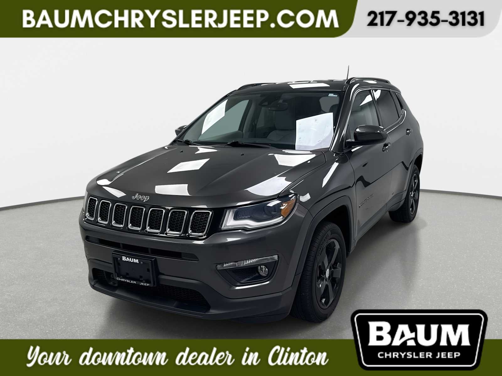 2019 Jeep Compass Latitude 4x4 in Granite Crystal Metallic Clearcoat — front three-quarter view