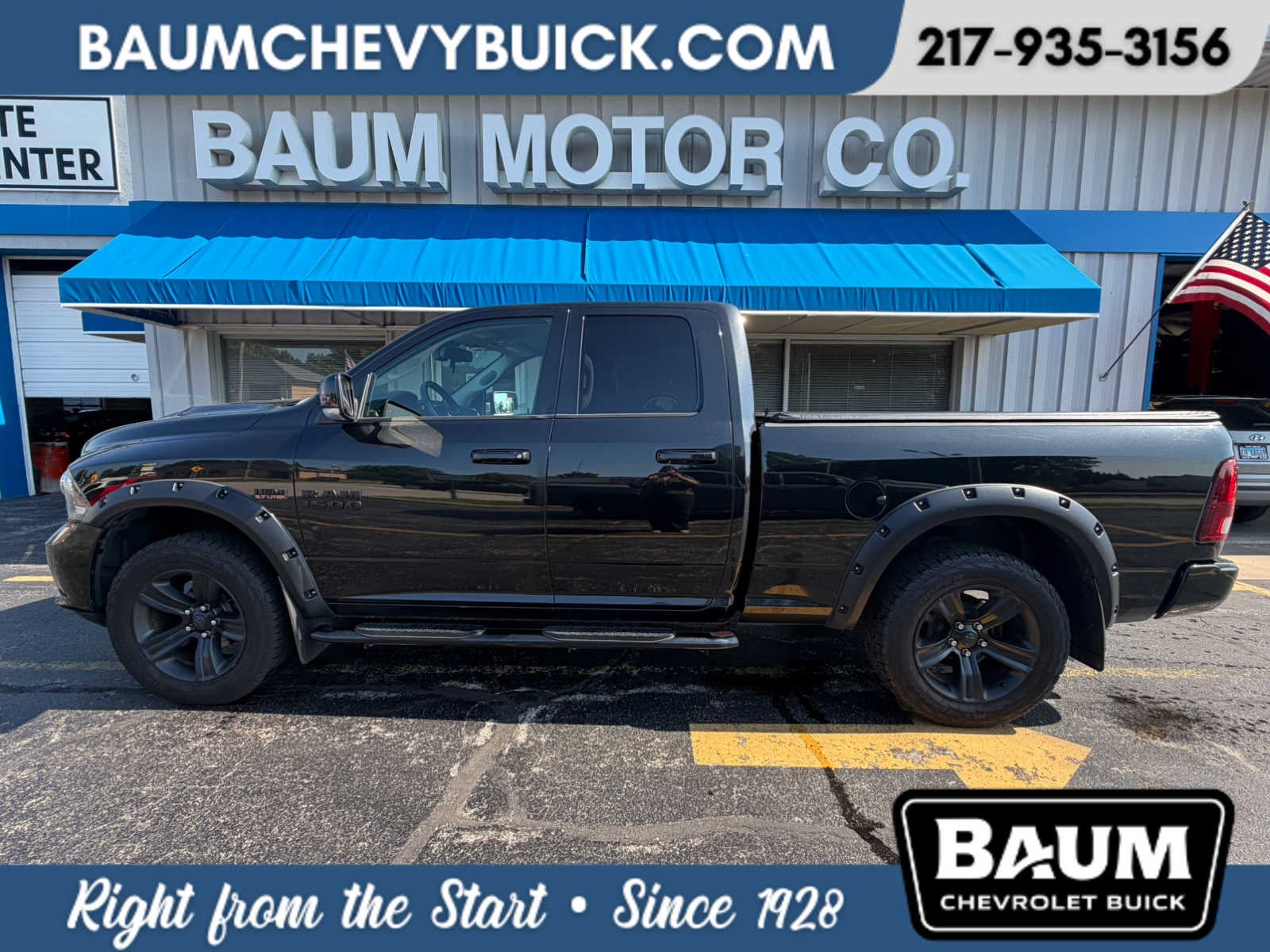 2017 RAM 1500 Sport in Black — front three-quarter view