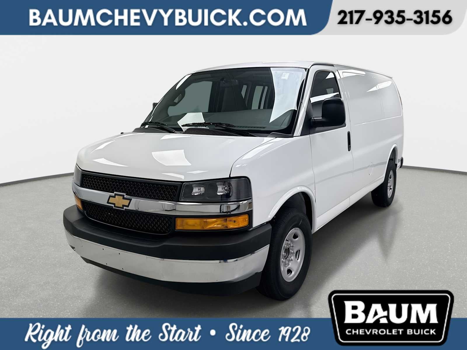 2026 Chevrolet Express Cargo WT in Summit White — front three-quarter view